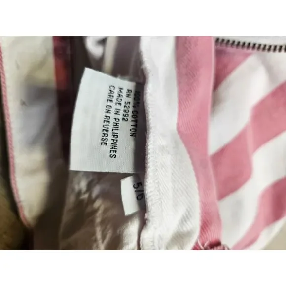 Vintage High Waist pink white stripe Jordache denim jean shorts jorts - Picture 3 of 4